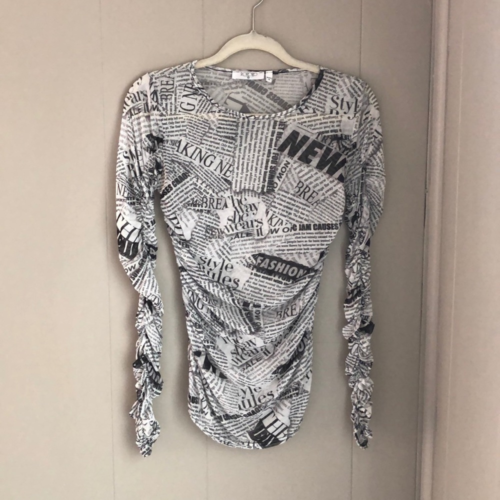 Newspaper Print Mesh Tee